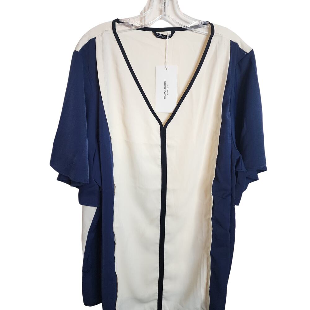 BloomChic Contrast Patchwork V Neck Ruffle Sleeve… - image 3